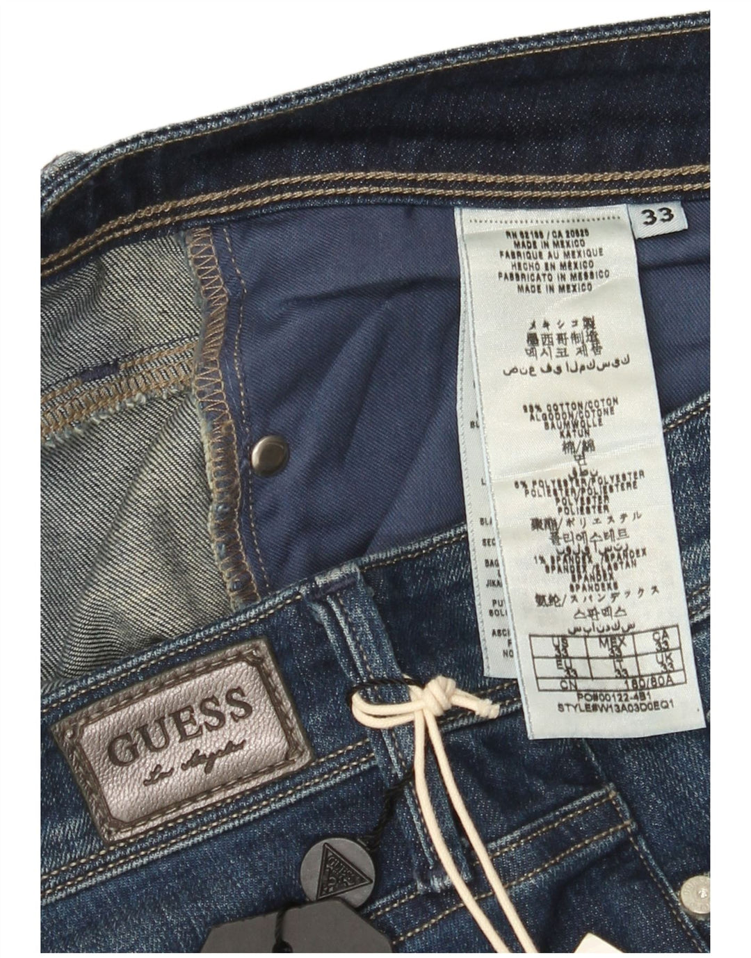 Guess Damen-Jeans mit normaler Passform, gerade Passform, W33 L34, blaue Baumwolle