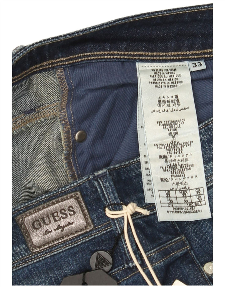 Guess Damen-Jeans mit normaler Passform, gerade Passform, W33 L34, blaue Baumwolle