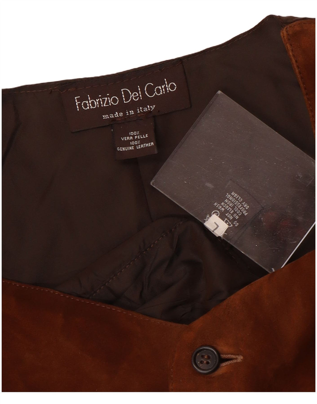 FABRIZIO DEL CARLO Herren-Wildlederweste, großes braunes Leder