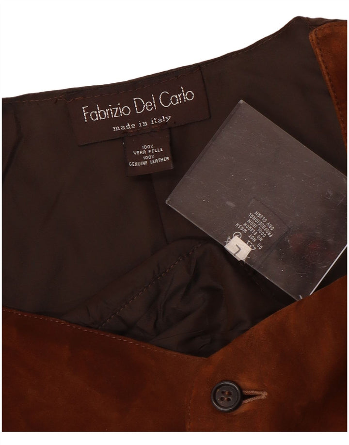 FABRIZIO DEL CARLO Herren-Wildlederweste, großes braunes Leder