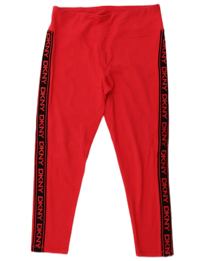 DKNY Damen-Capri-Leggings mit Grafik, UK 16, Größe L, Pink, Colourblock-Baumwolle