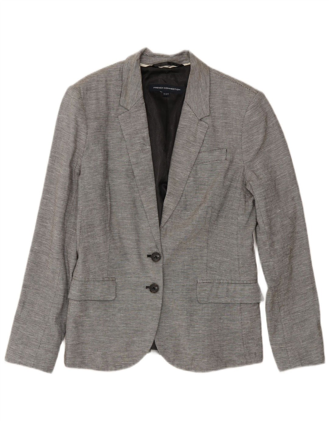 French Connection Damen-Blazer mit 2 Knöpfen, UK 12, mittelgrau, Nadelstreifen