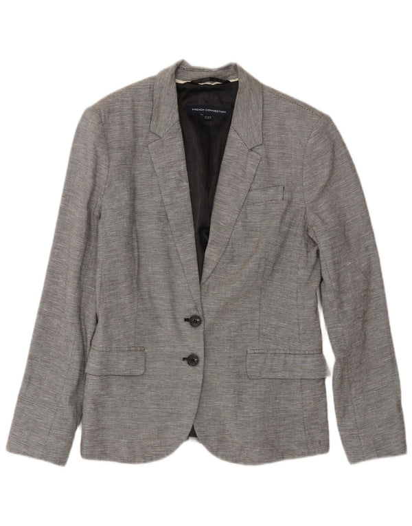 French Connection Damen-Blazer mit 2 Knöpfen, UK 12, mittelgrau, Nadelstreifen