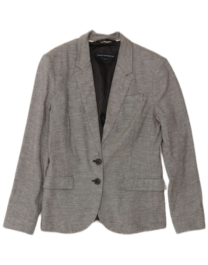 French Connection Damen-Blazer mit 2 Knöpfen, UK 12, mittelgrau, Nadelstreifen