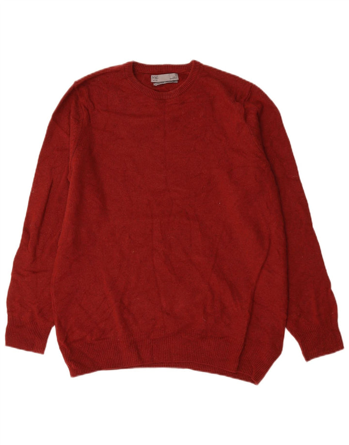 Marks & Spencer Herren-Pullover mit Rundhalsausschnitt, mittelrote Wolle