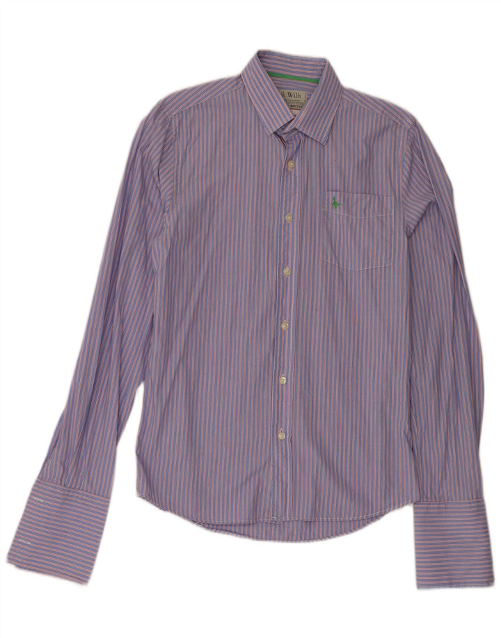 Jack Wills Formales Herrenhemd aus Baumwolle, klein, blau gestreift