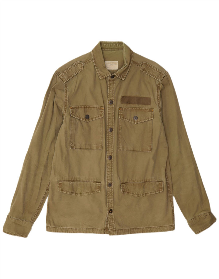 Zara Herren-Oversize-Militärhemd, große Khaki-Baumwolle