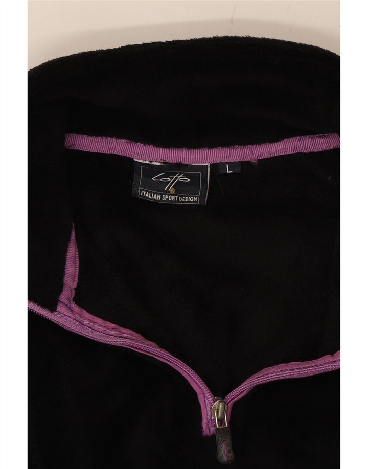 LOTTO Womens Zip Neck Fleece Jumper UK 16 Large Black Polyester Vintage Lotto and Second-Hand Lotto from Messina Hembry 