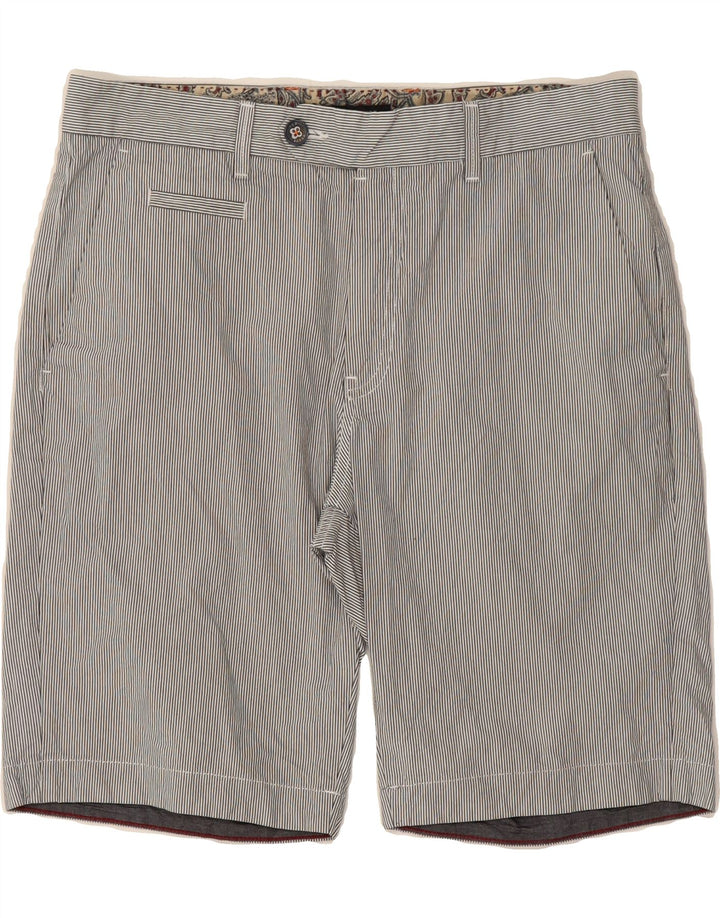 TED BAKER Womens Chino Shorts W32 Large Grey Striped Cotton Vintage Ted Baker and Second-Hand Ted Baker from Messina Hembry 