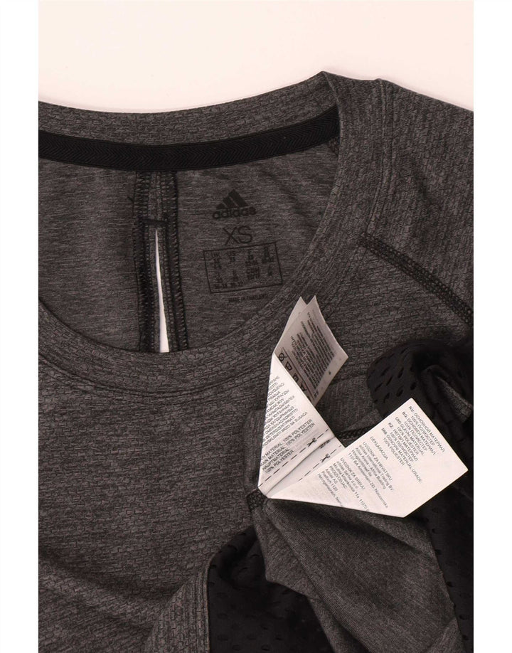 Adidas Damen Top Langarm UK 4/6 XS Grau Colourblock Polyester