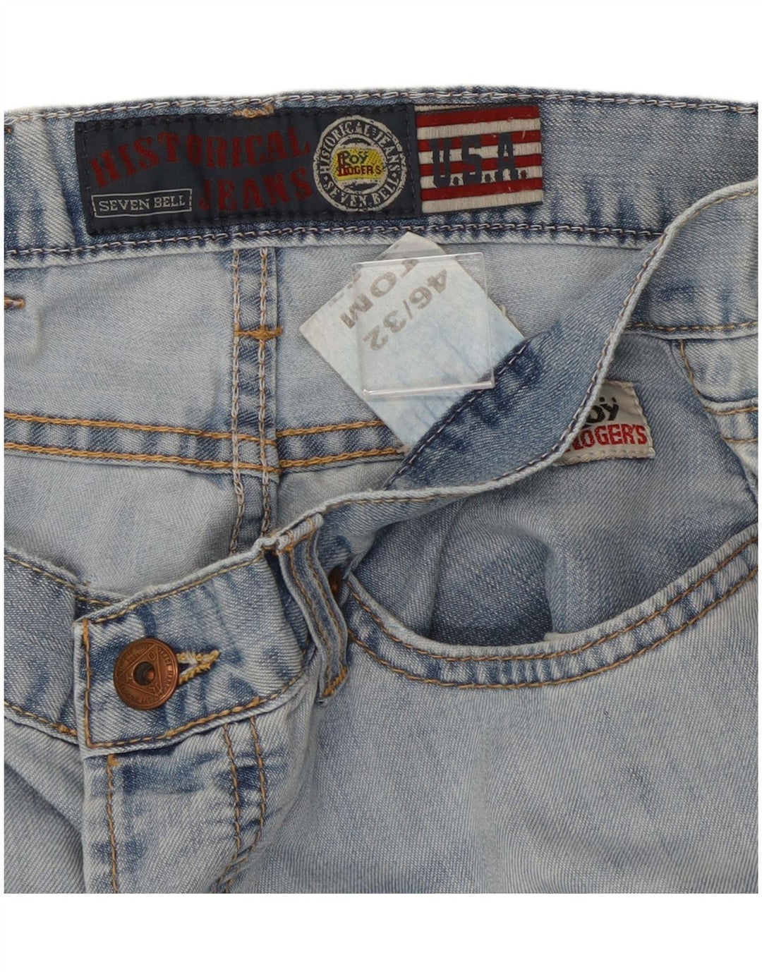 Roy Rogers Damen Seven Bell Bootcut Jeans IT 46 Large W32 L34 Blaue Baumwolle