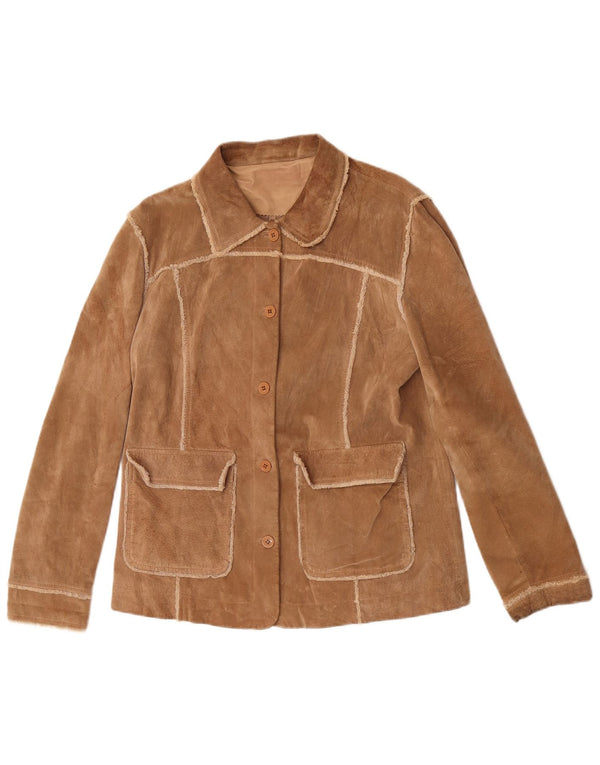 Conbipel Damen Wildlederjacke IT 46 Großes braunes Leder