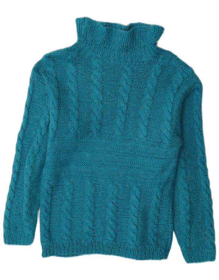Vintage Damen Rollkragenpullover Pullover UK 16 Groß Blau