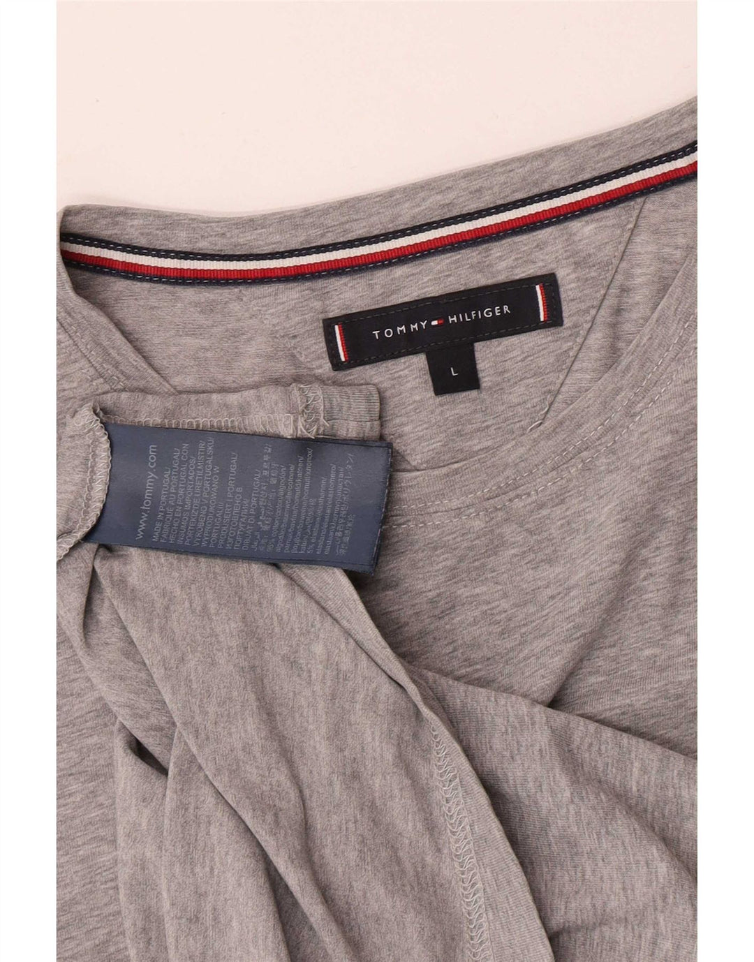 Tommy Hilfiger Herren T-Shirt Top Large Grau Baumwolle