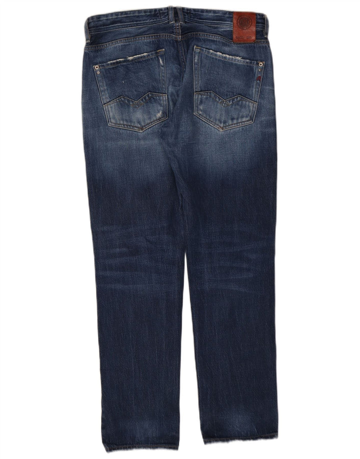 Replay Herren Rob Straight Jeans W32 L30 Blaue Baumwolle