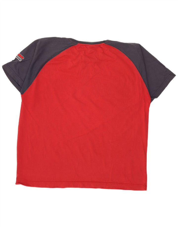 Fila Herren Grafik T-Shirt Top XL Rot Farbblock