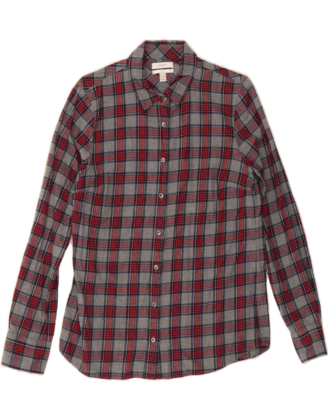 J. CREW Womens Boy Fit Flannel Shirt US 8 Medium Grey Check Cotton Vintage J. Crew and Second-Hand J. Crew from Messina Hembry 