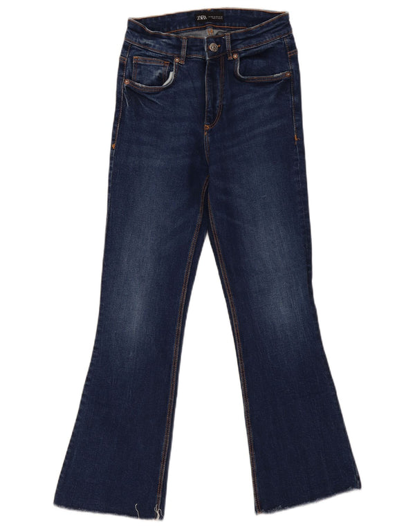 Zara Damen Schlagjeans EU 36 XS W26 L26 Marineblaue Baumwolle