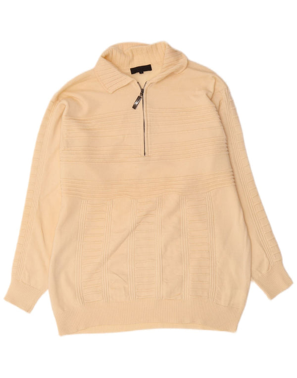 Vintage Herren Rollkragenpullover IT 50 Medium Beige Nadelstreifen