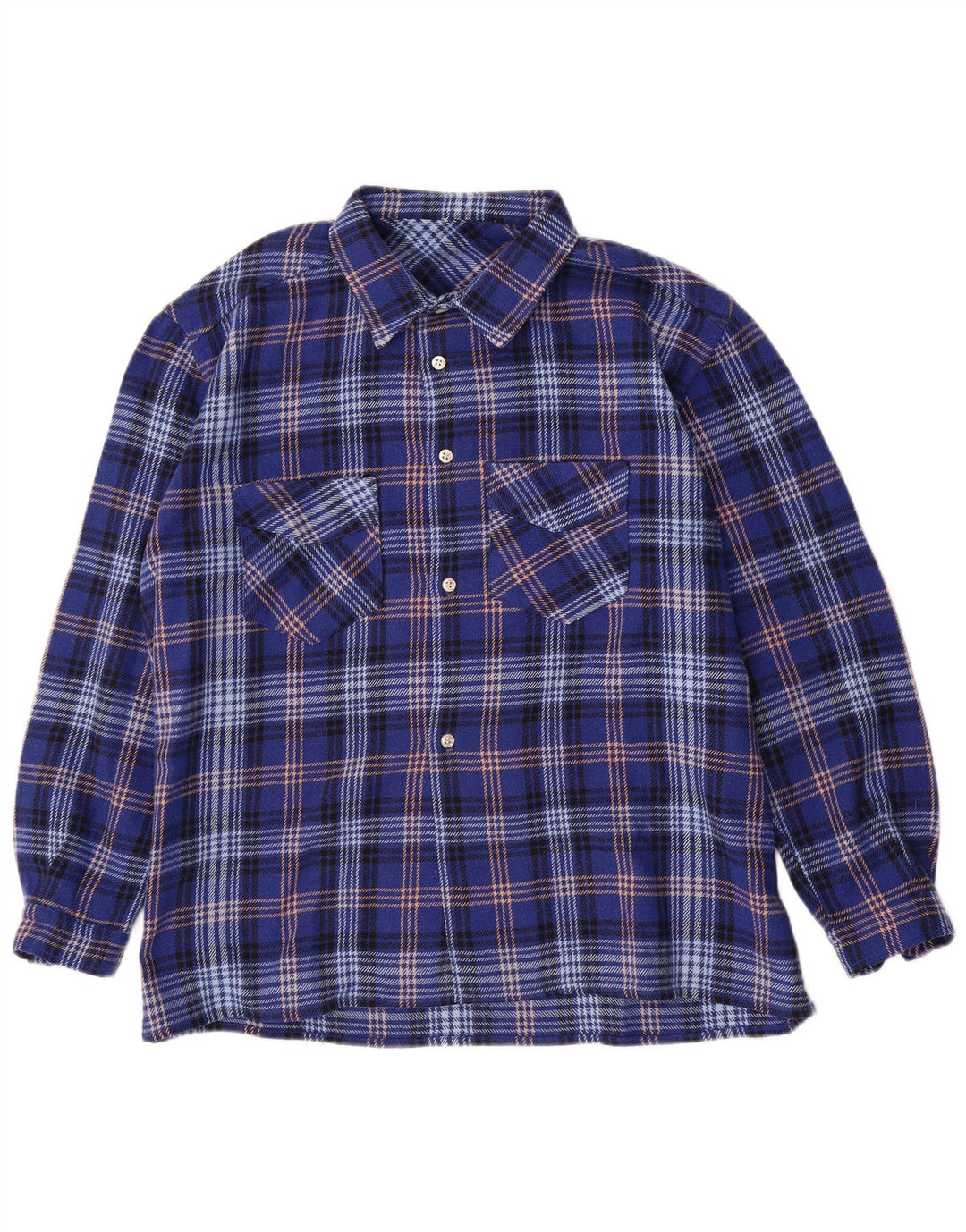 Vintage Herren Flanellhemd XL Blau kariert