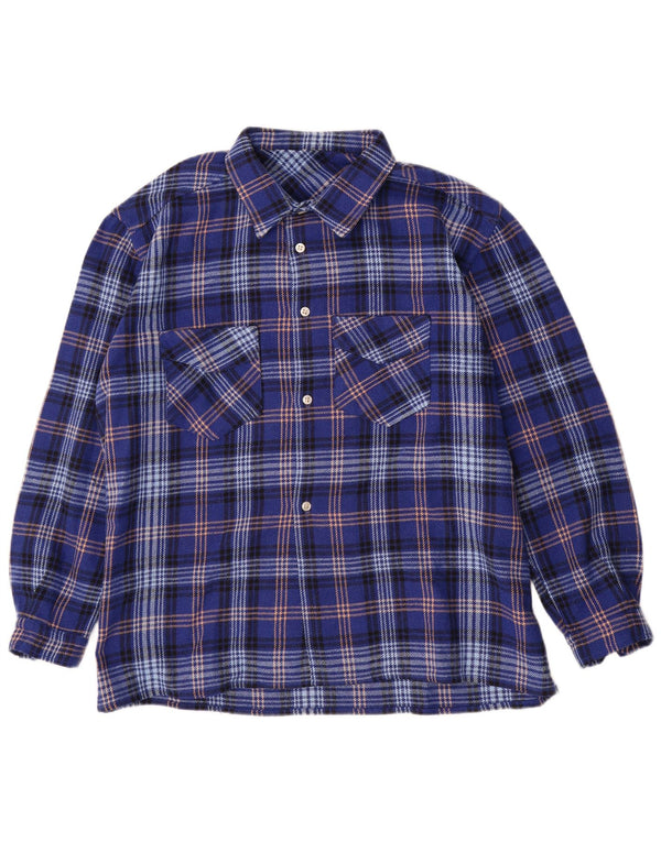 Vintage Herren Flanellhemd XL Blau kariert