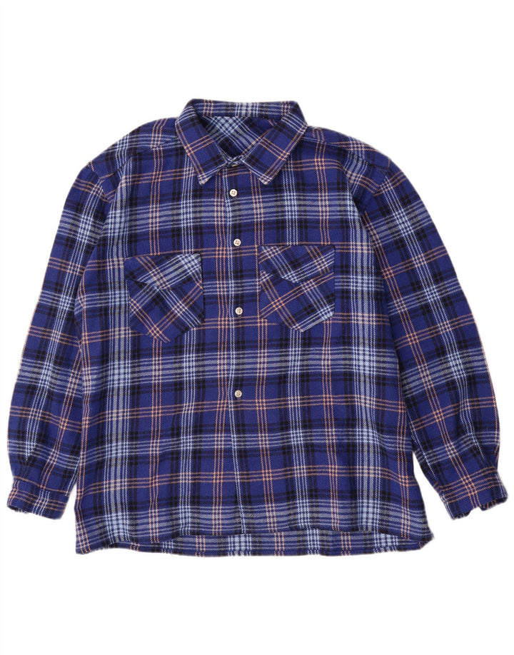 Vintage Herren Flanellhemd XL Blau kariert