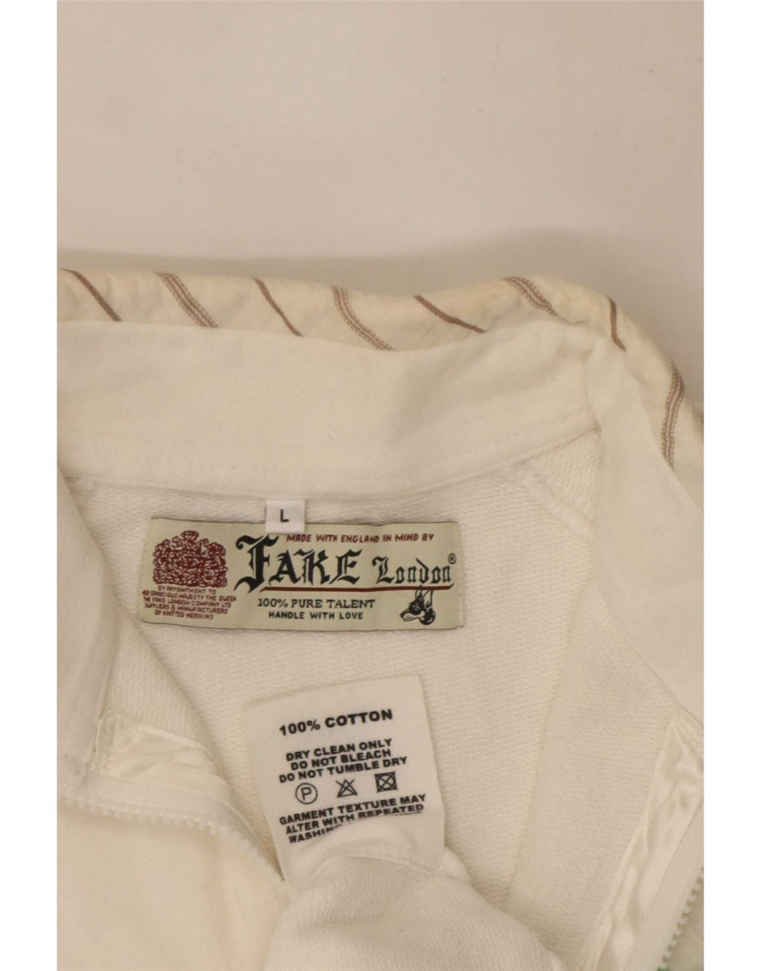 Vintage Damen Grafik-Trainingsanzug-Top-Jacke, UK 16, große weiße Baumwolle