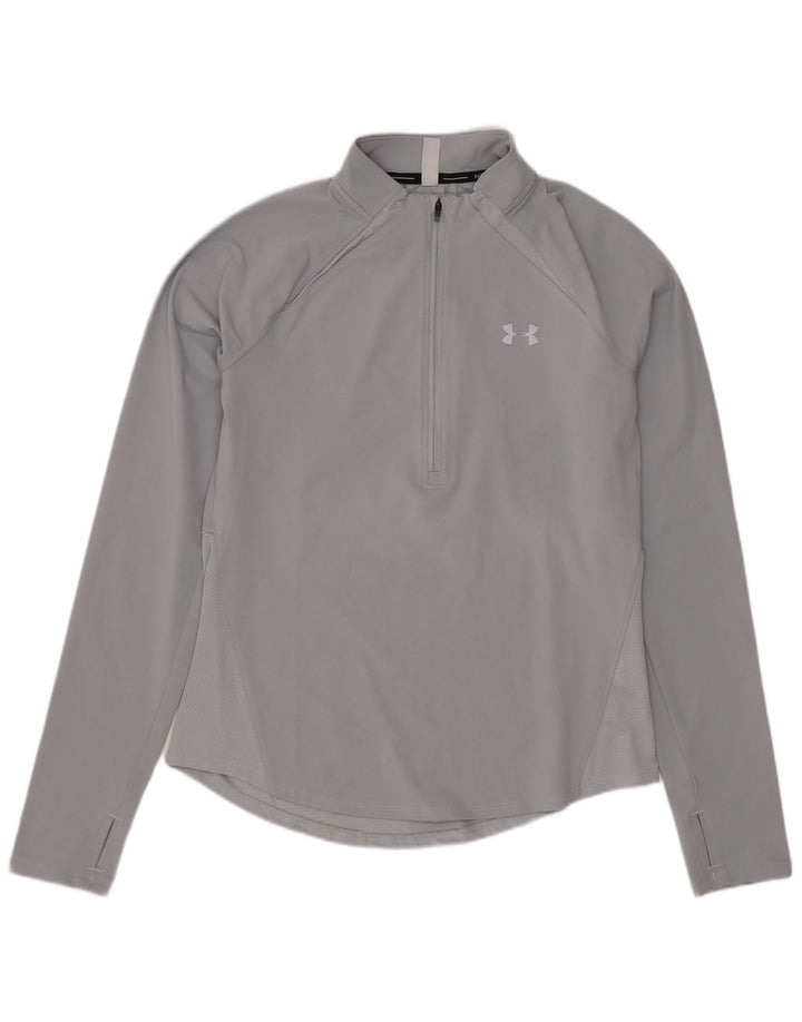 UNDER ARMOUR Womens Heat Gear Pullover Trainingsanzug Top UK 10 Small Grau