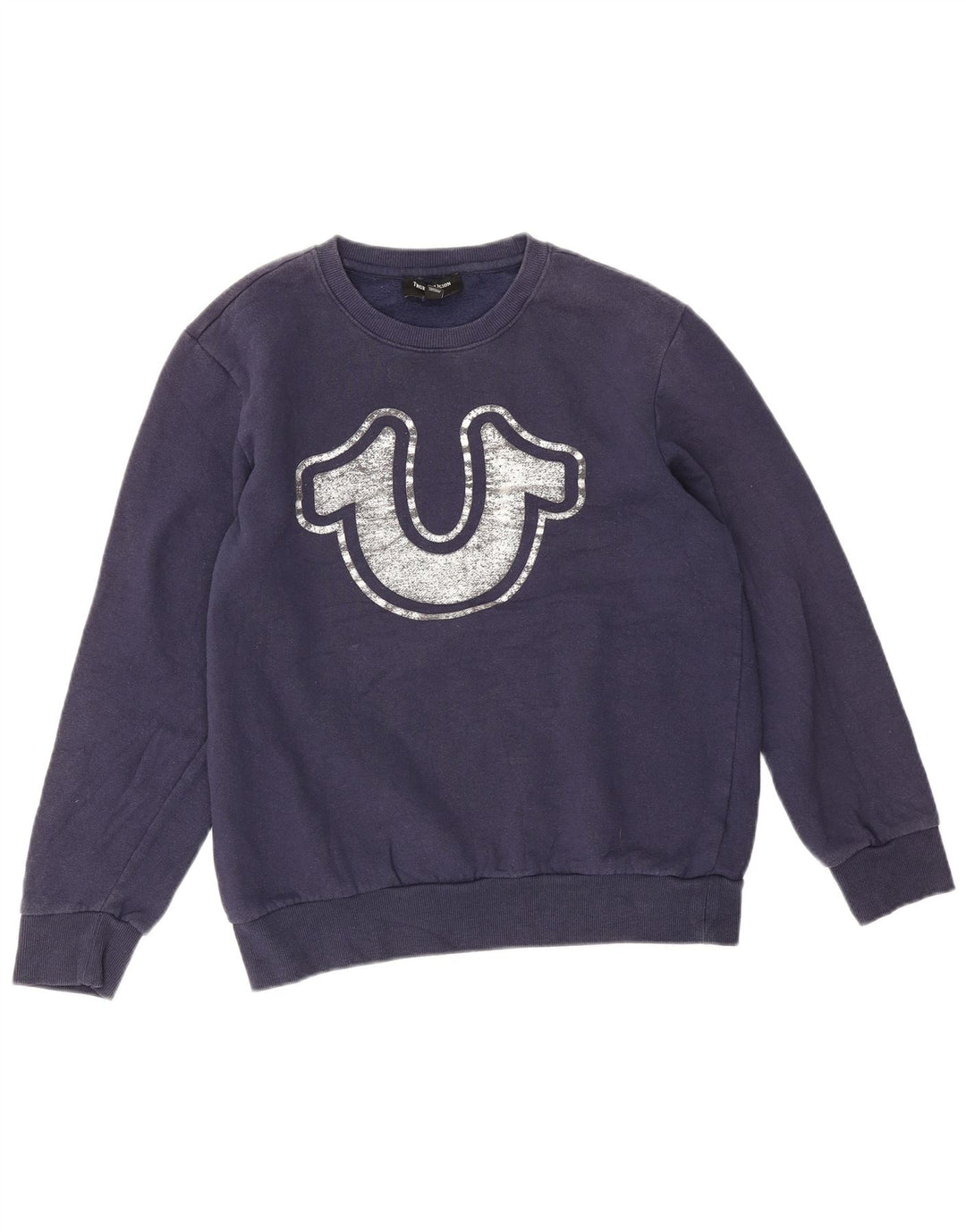 True Religion Herren-Sweatshirt mit Grafik, mittlere marineblaue Baumwolle