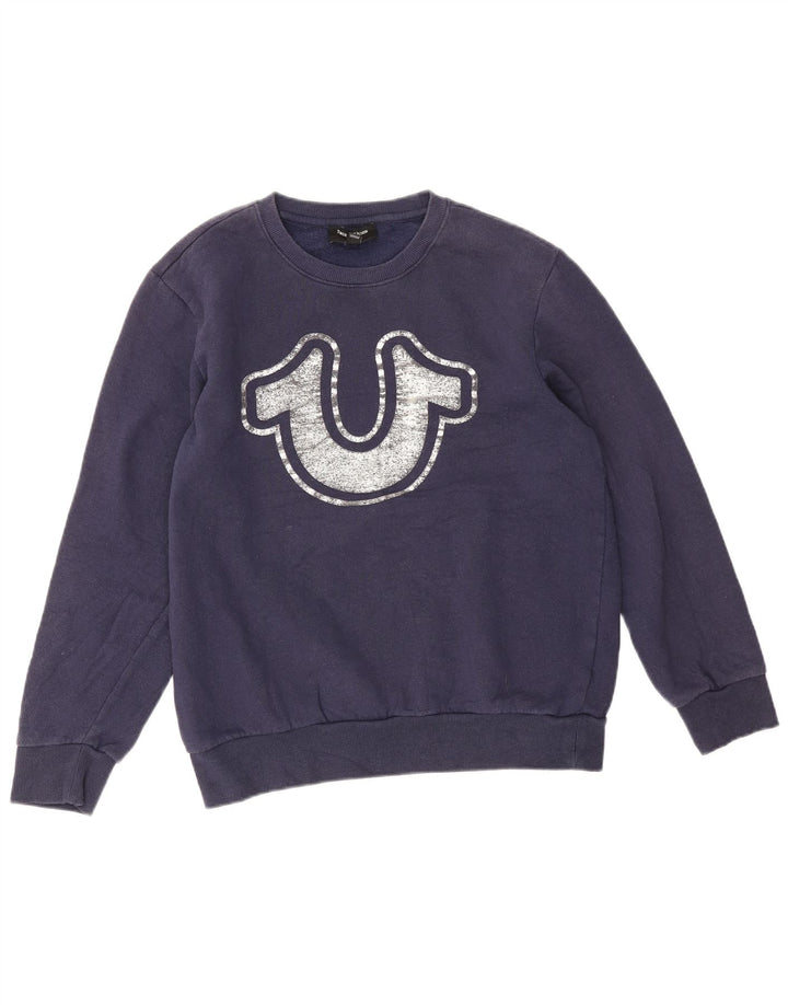 True Religion Herren-Sweatshirt mit Grafik, mittlere marineblaue Baumwolle