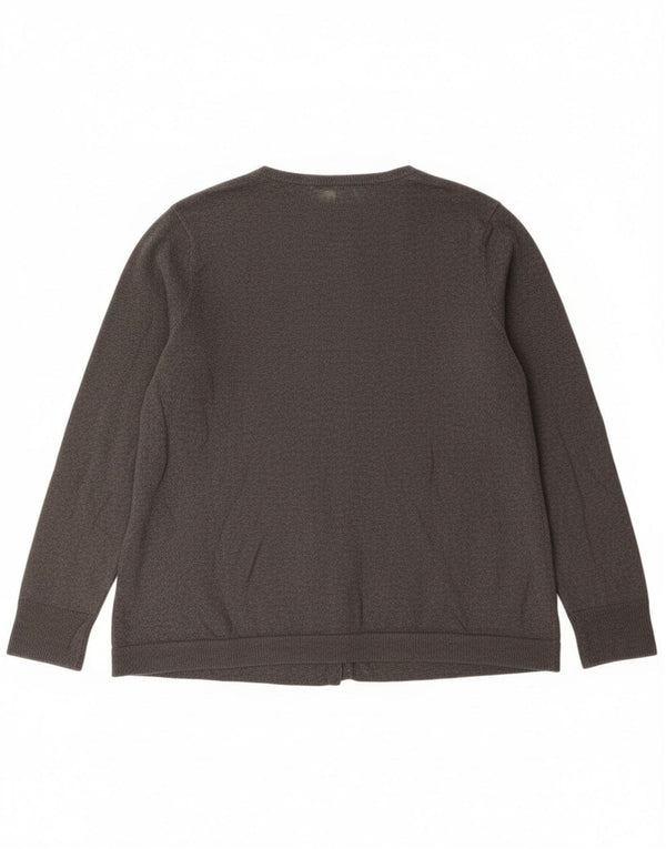 Eddie Bauer Damen-Cardigan-Pullover UK 20 2XL Graue Baumwolle