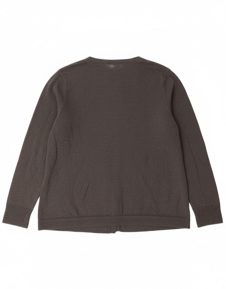 Eddie Bauer Damen-Cardigan-Pullover UK 20 2XL Graue Baumwolle