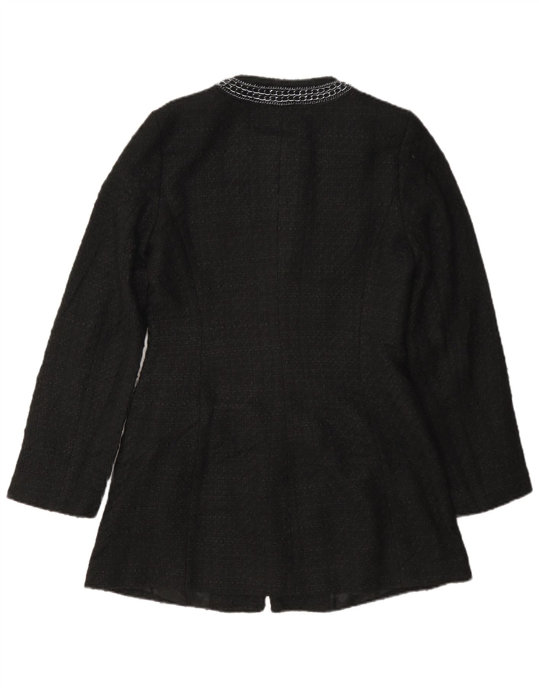 Zara Damen Mantel UK 12 Medium Schwarz Polyester
