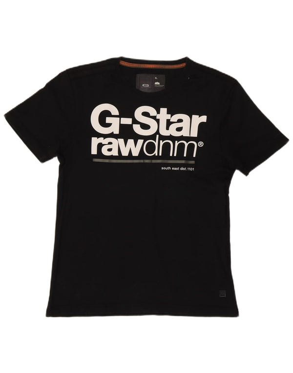 G-Star Damen Grafik T-Shirt Top UK 18 XL Schwarz Baumwolle