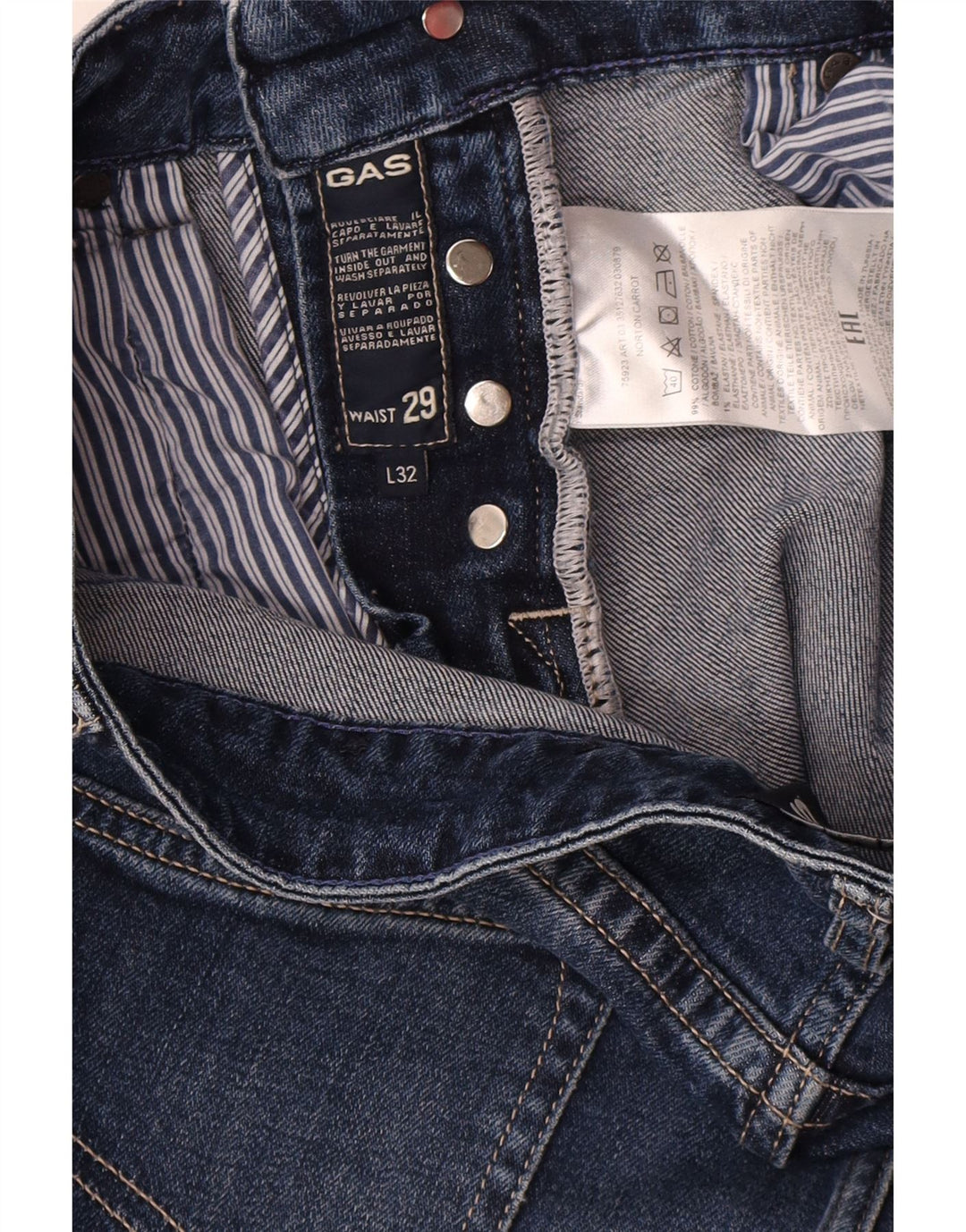 Gas Damen Slim Jeans W29 L32 Blaue Baumwolle