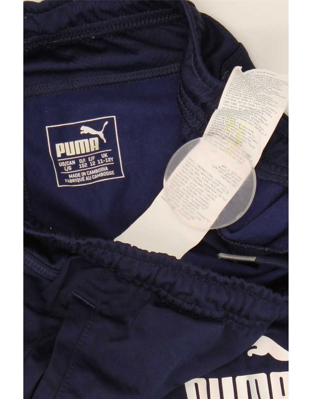 Puma Trainingshose mit Grafik für Jungen, 11–12 Jahre, marineblaues Polyester