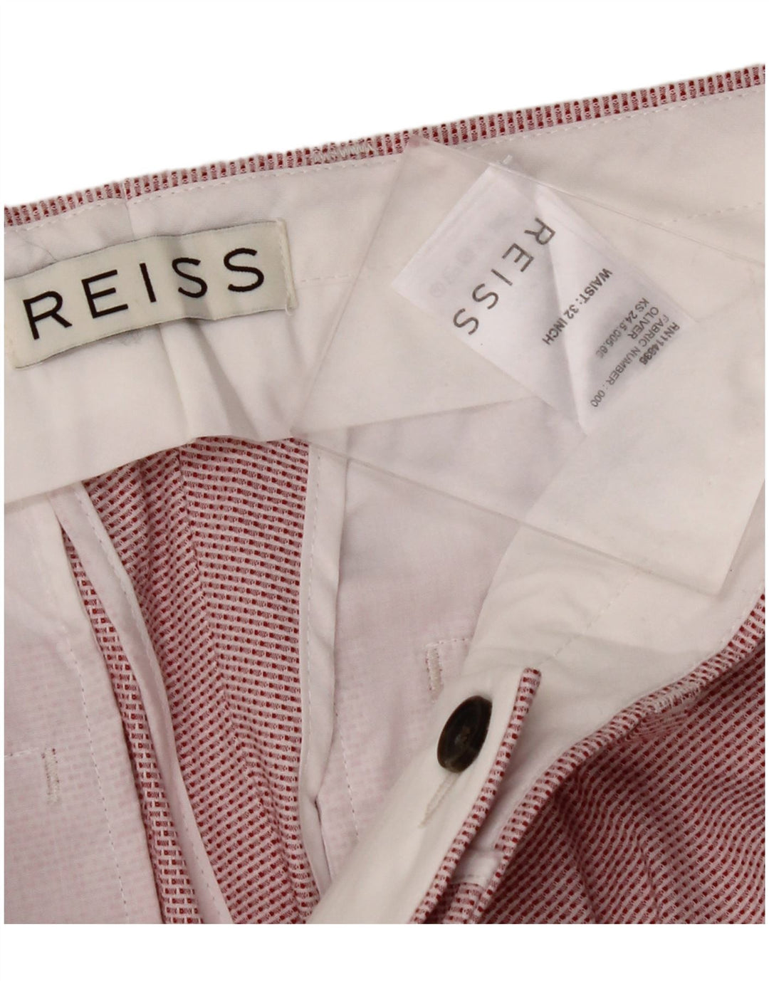 REISS Herren-Chinoshorts W32 Mittelrote Nadelstreifen-Baumwolle