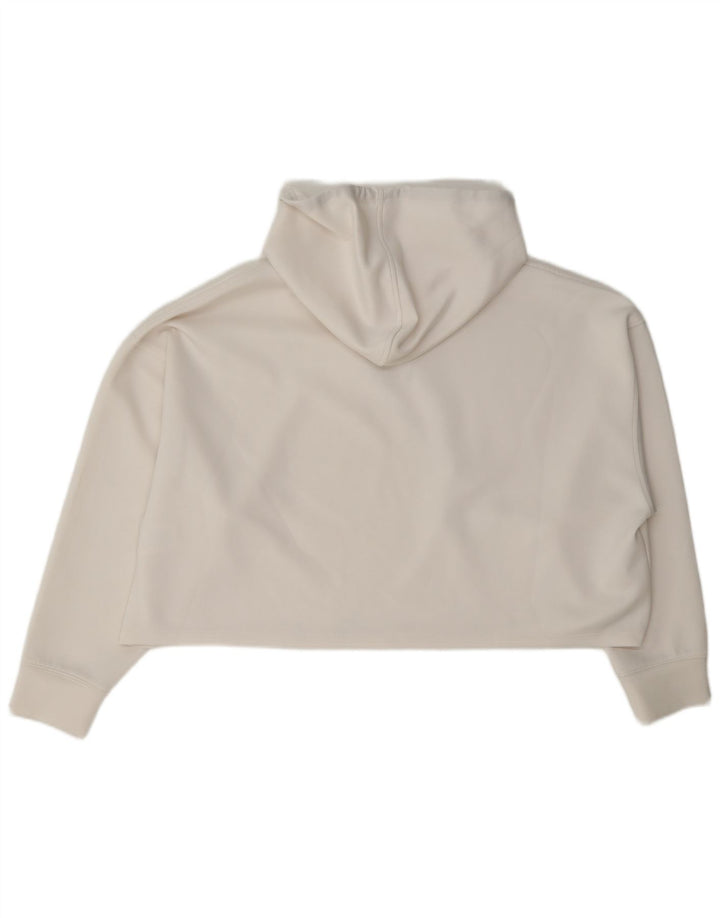 Dkny Womens Crop Oversized Hoodie Pullover UK 16 Large Weiß Polyester