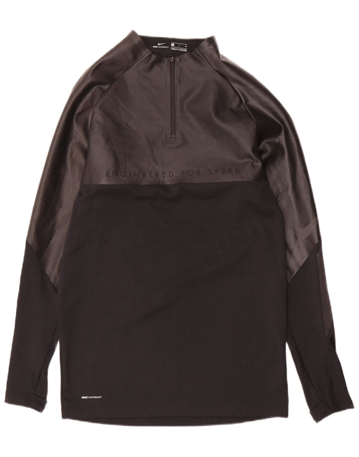 NIKE Herren-Trainingsanzug-Oberteil mit grafischem Reißverschluss und Rundhalsausschnitt, Größe S, Schwarz, Farbblock