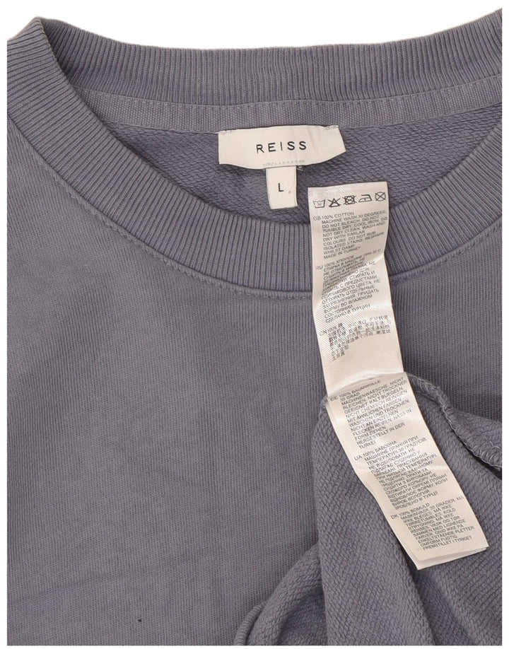 REISS Herren-Sweatshirt-Pullover, groß, blaue Baumwolle