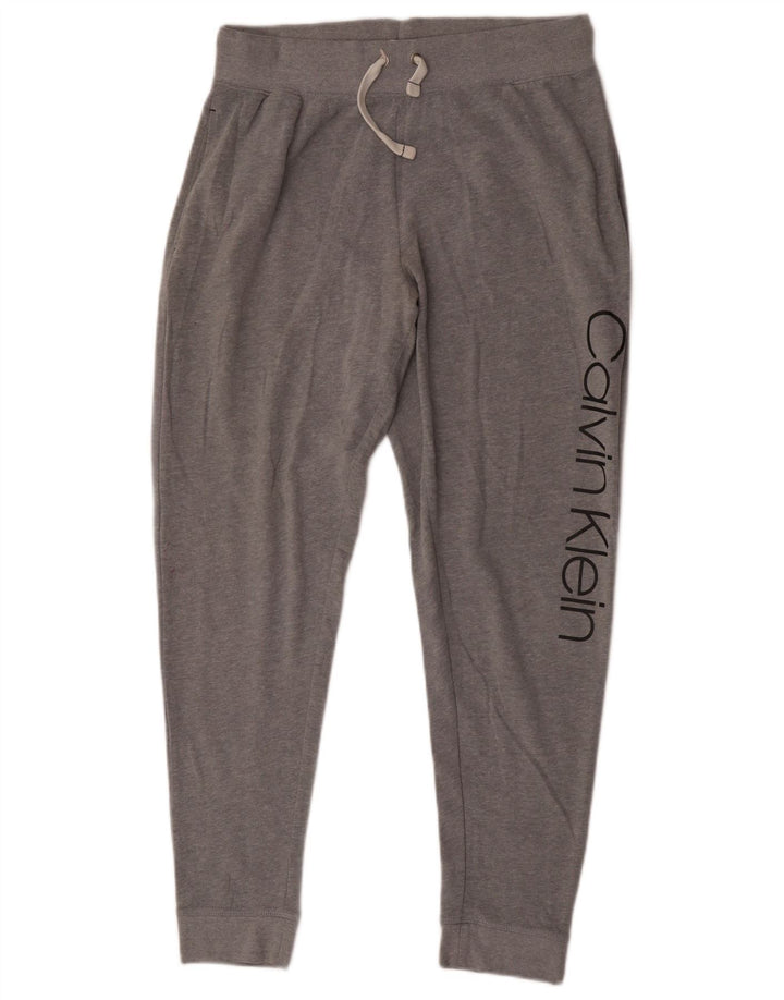 Calvin Klein Damen-Trainingshose mit Grafik, Jogginghose, UK 14, Mittelgrau