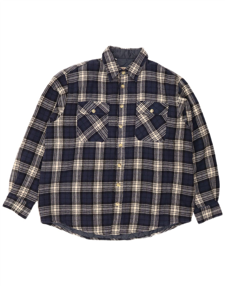 JOHN F GEE Herren Lumberjack Flanellhemd Größe 43/44 XL Marineblau kariert