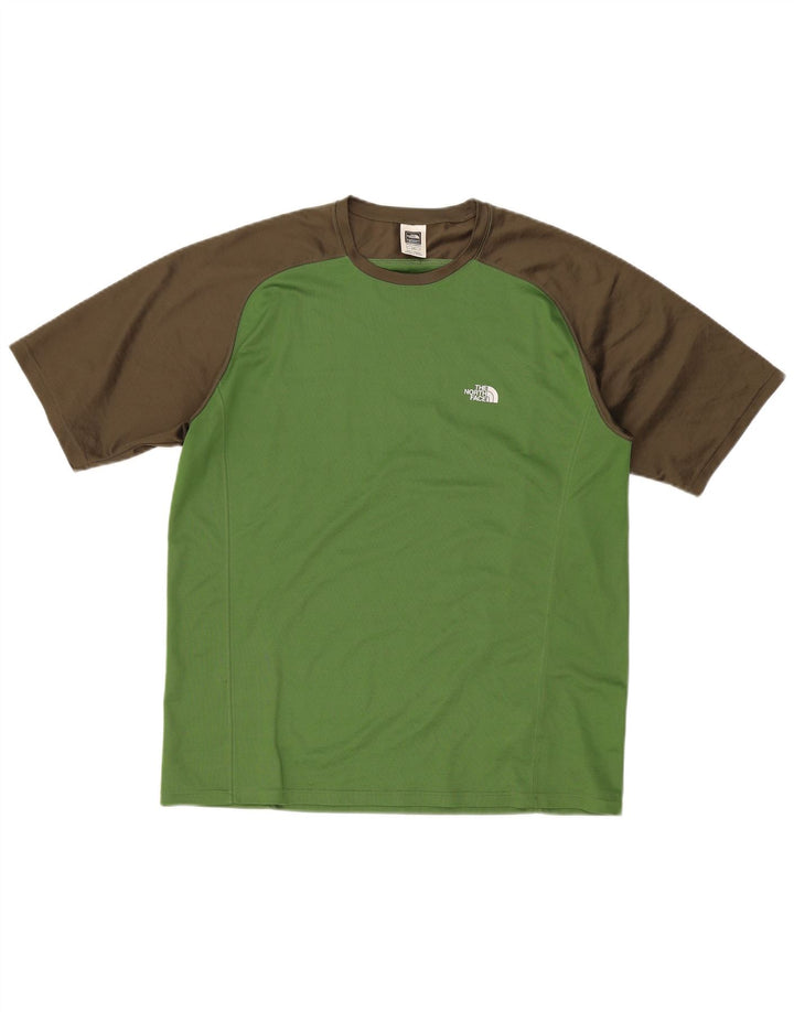 The North Face Herren-T-Shirt-Oberteil, großes grünes Farbblock-Polyester