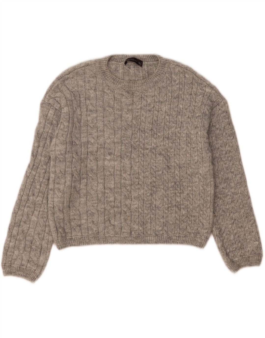 Marks & Spencer Damen Crop Crew Neck Pullover Pullover UK 10 Small Grau