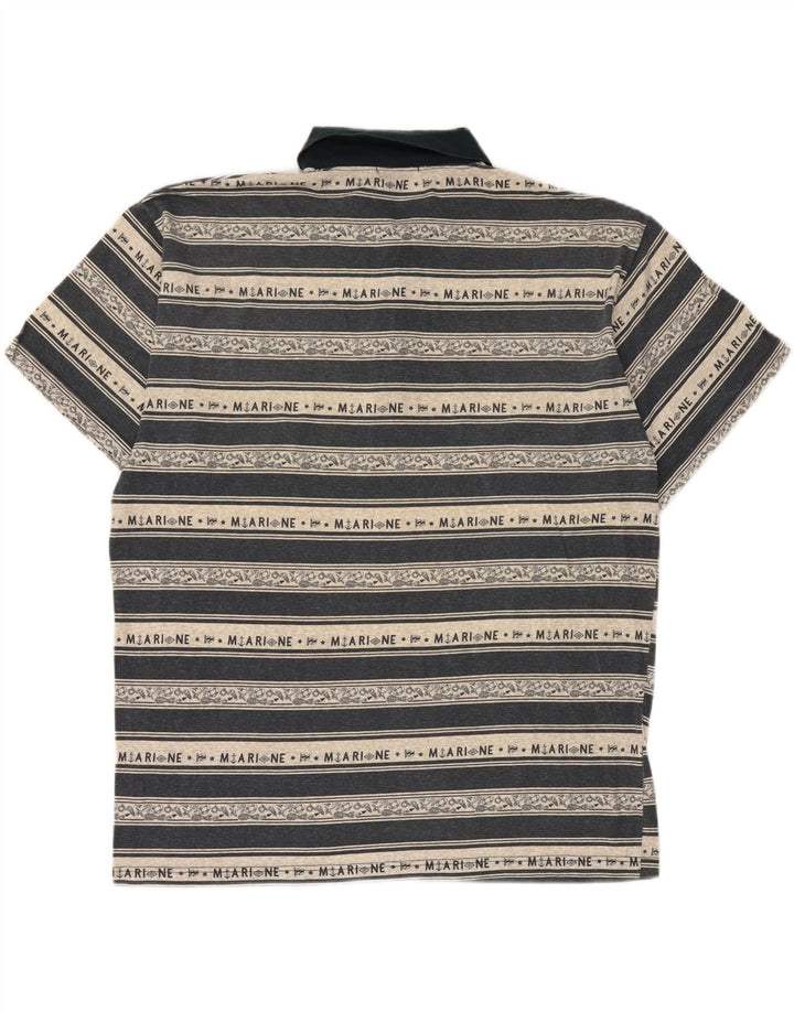 VINTAGE Mens Polo Shirt IT 50 Medium Beige Striped Vintage Vintage and Second-Hand Vintage from Messina Hembry 