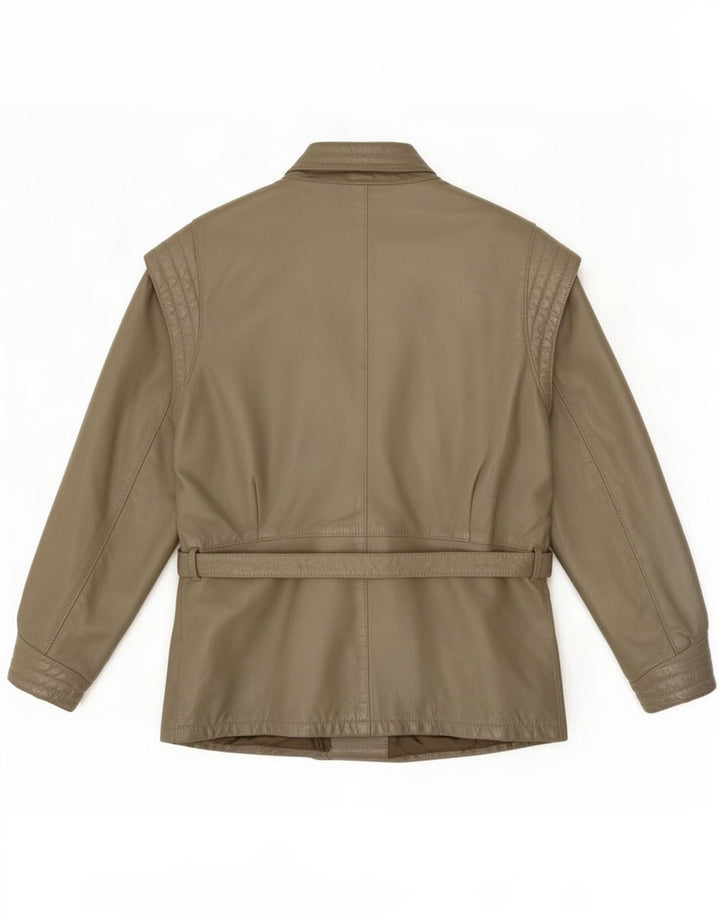 Vintage Damen Lederjacke UK 16 Large Khaki