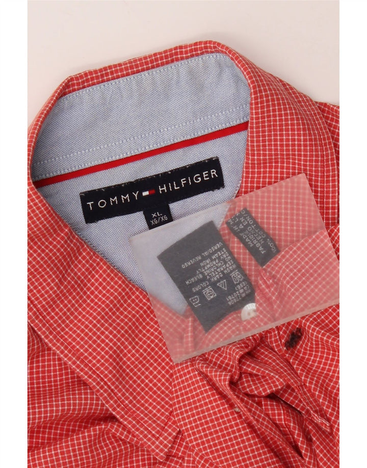 Tommy Hilfiger Herrenhemd XL aus roter Gingham-Baumwolle