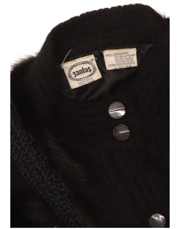 VINTAGE Damen Strickjacke mit abstraktem Muster EU 42/44 Groß Schwarz