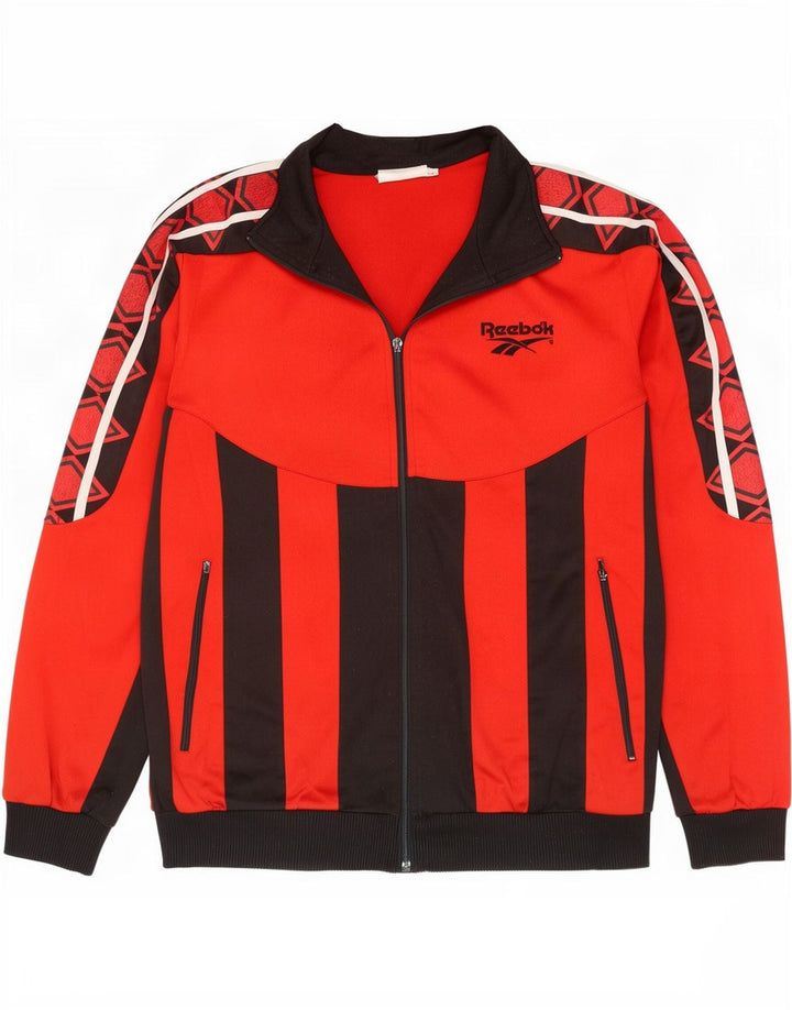 Reebok Herren-Trainingsanzug mit grafischem Oberteil, groß, rot, Farbblock
