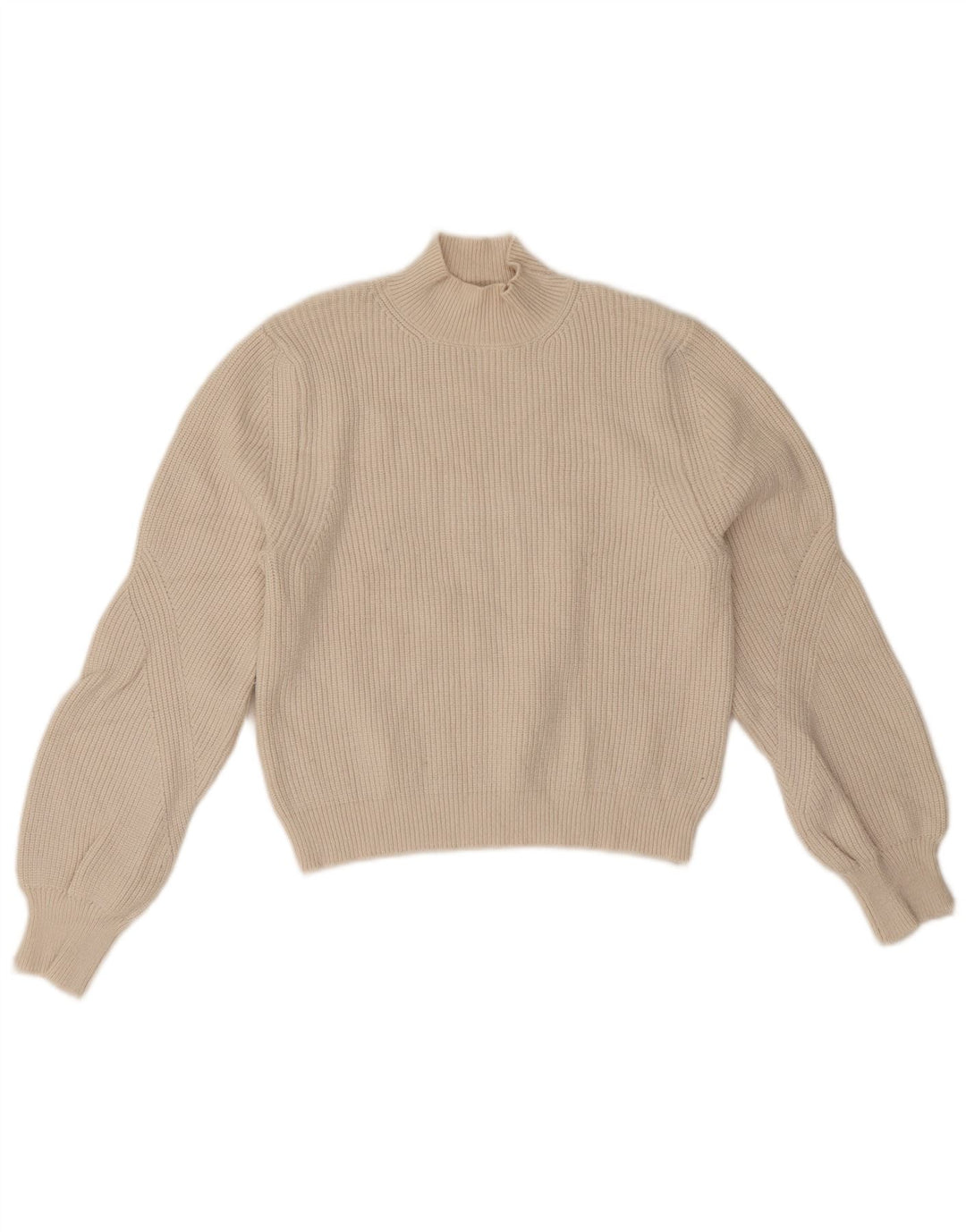 Zara Damen Crop Rollkragenpullover Pullover UK 14 Mittelweiße Viskose